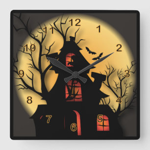 Horloge Carrée Maison hantée d'Halloween