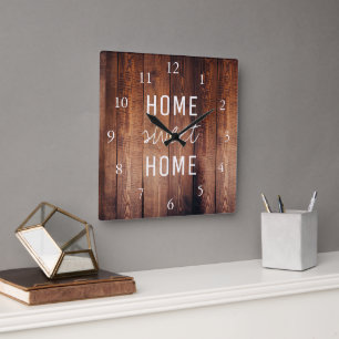 Horloge Carrée Maison moderne rustic dark barn wood