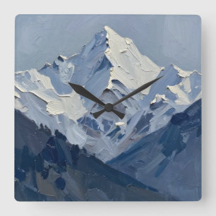 Horloge Carrée Majesté Glaciaire : Une étude impasto de la lumièr