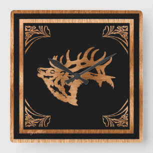Horloge Carrée Majestic Bull Elk