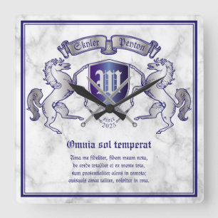 Horloge Carrée Make Your Own Coat of Arms Silver Horse