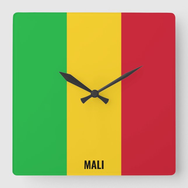 Horloge Carrée Mali Drapeau éblouissant patriotique (Recto)