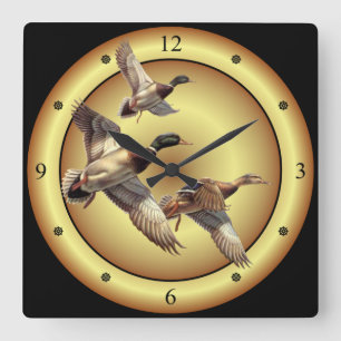 Horloge Carrée Mallards ~ Canards sauvages ~ Anas platyrhynchos ~