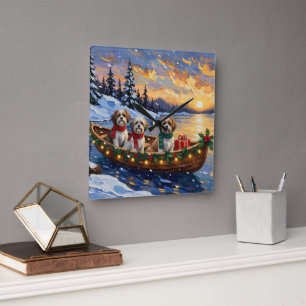 Horloge Carrée Malti Tzu Bateau de Noël Holiday