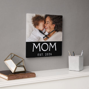 Horloge Carrée Maman a établi la photo de typographie blanche mod