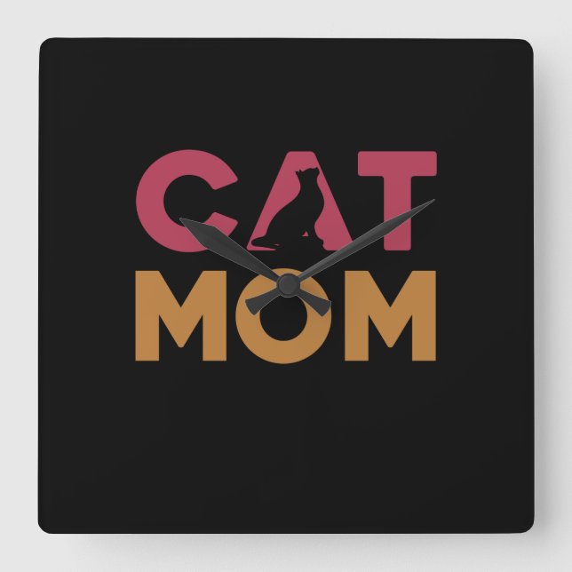 Horloge Carrée Maman de chat (Recto)
