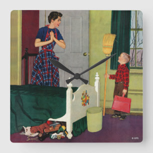 Horloge Carrée Maman, j'ai nettoyé ma pièce !