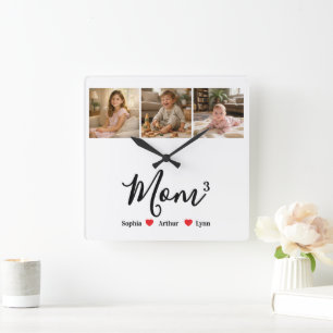 Horloge Carrée Maman Minimaliste Moderne Cadeau Personnalisé avec