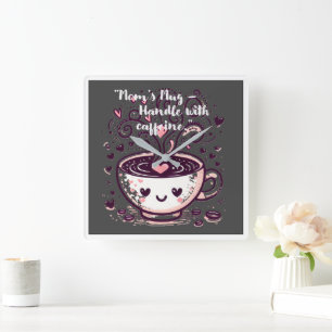 Horloge Carrée "Maman’s Mug - Manipuler avec de la caféine."