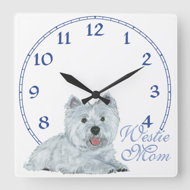Horloge Carrée Maman Westie (Recto)