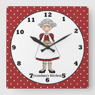 Horloge Carrée Mamie's Kitchen fun wall clock