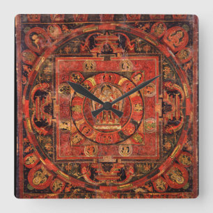 Horloge Carrée Mandala bouddhiste de la compassion