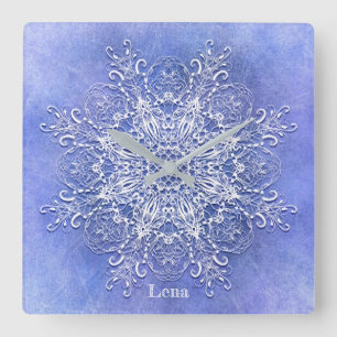 Horloge Carrée Mandala. floral ethnique