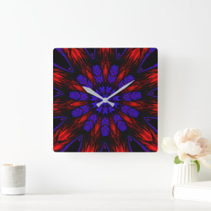 Horloge Carrée Mandala Sud-Ouest Hippie Boho Chic Bohemian