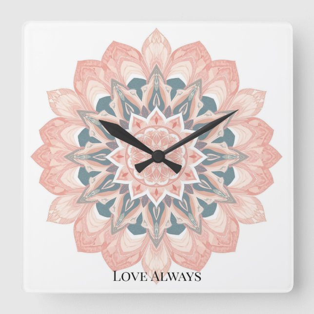 Horloge Carrée Mandala Wall Clock - Art Arabesque (Recto)