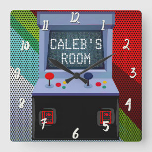 Horloge Carrée Manette de jeu vidéo arcade personnalisée pour cha