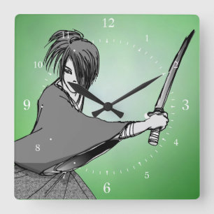 Horloge Carrée Manga SAMOURAÏ Japon