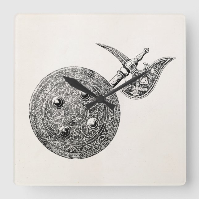 Horloge Carrée Manteau d'arme médiévale d'armure de bouclier de (Recto)