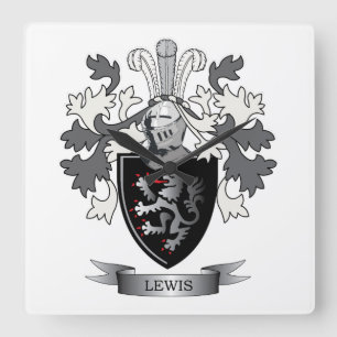 Horloge Carrée Manteau de crête de famille de Lewis des bras