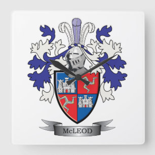 Horloge Carrée Manteau de crête de famille de McLeod des bras