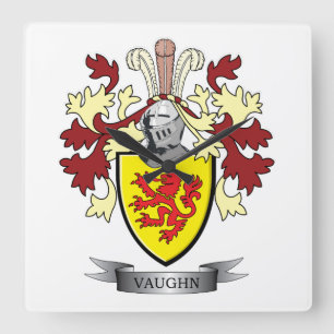 Horloge Carrée Manteau de crête de famille de Vaughn des bras