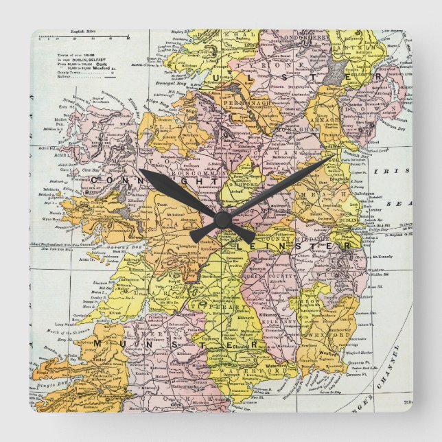 Horloge Carrée MAP : IRLANDE, c1890 (Recto)