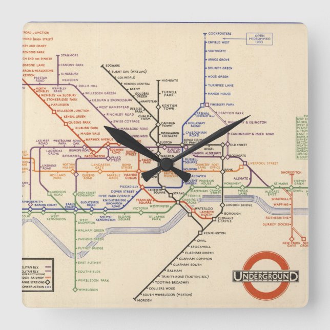 Horloge Carrée Map of London's Underground Railways (Recto)