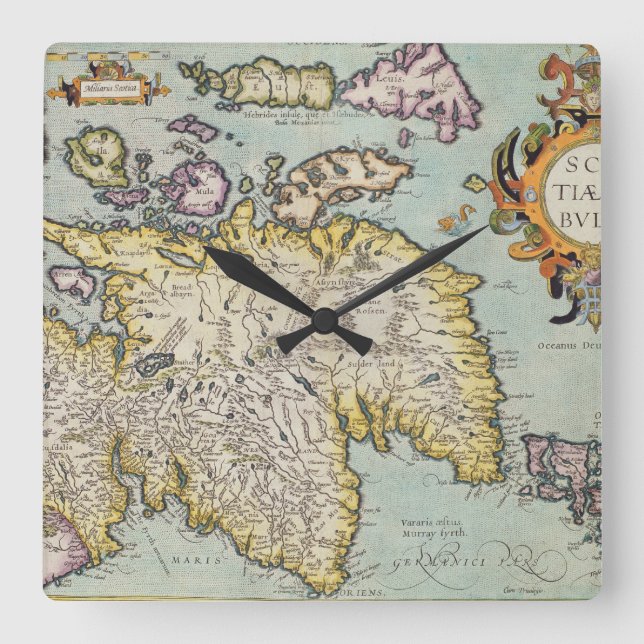 Horloge Carrée Map of Scotland | Écosse militaire (Recto)