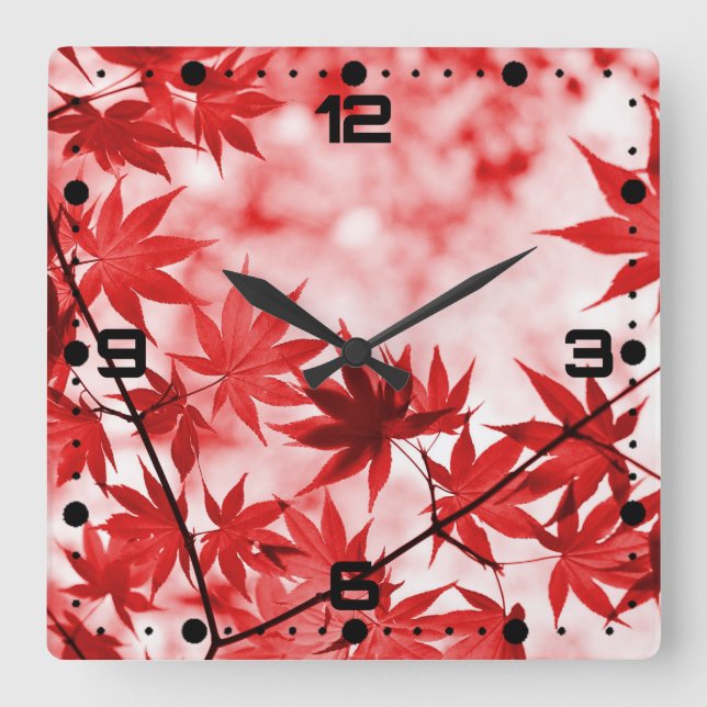 Horloge Carrée Maple Feuille Landscape Design-21355 (Recto)