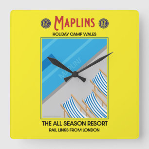 Horloge Carrée Maplins Camping de vacances Vintage britannique