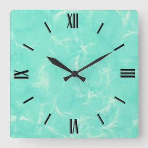 Horloge Carrée Marble swirl print - aqua blue