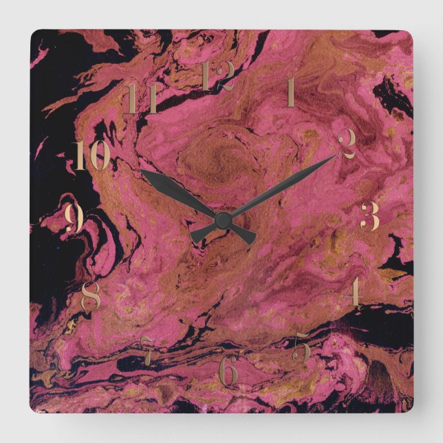 Horloge Carrée Marbre, aquarelle (Recto)