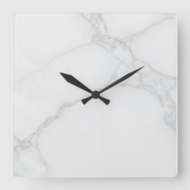 Horloge Carrée Marbre Blanc (Recto)