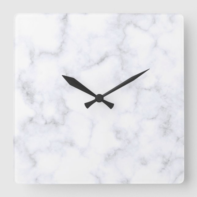 Horloge Carrée Marbre Blanc Moderne (Recto)
