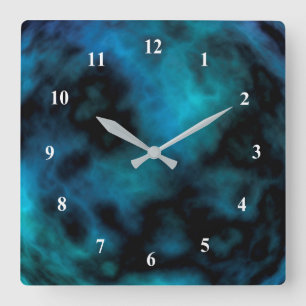 Horloge Carrée Marbre Bleu Cosmic Faux
