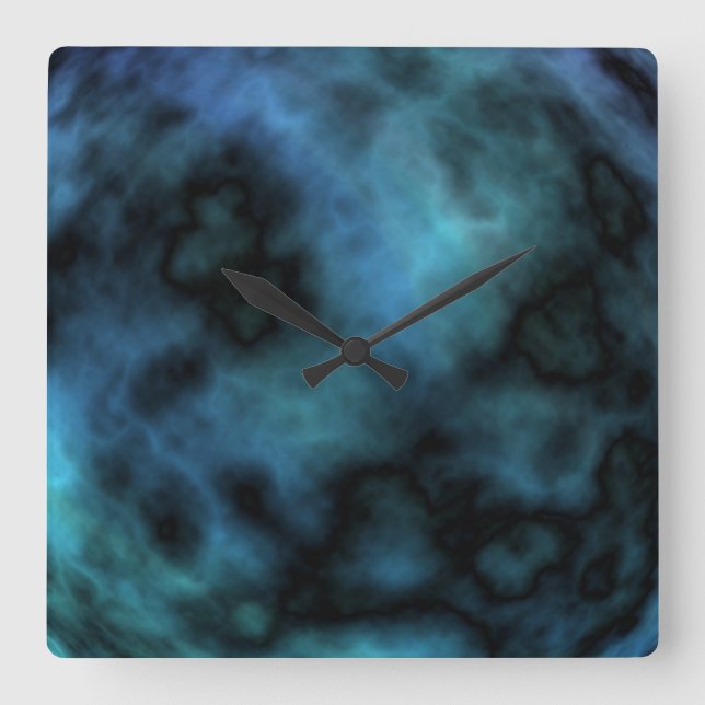 Horloge Carrée Marbre Bleu Cosmic Faux (Recto)