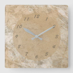 Horloge Carrée Marbre Brown abstrait de Faux