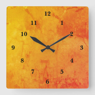Horloge Carrée Marbre orange