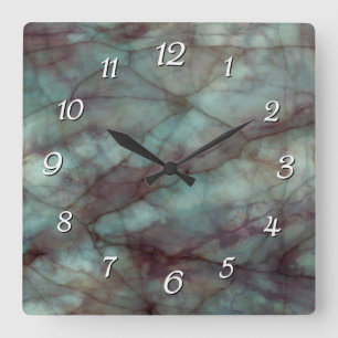 Horloge Carrée Marbre turquoise et pourpre de fluorine