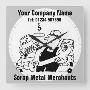 Horloge Carrée Marchands de métaux de récupération dessin animé