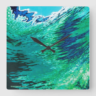 Horloge Carrée Margaret Juul Artwork Ocean Wave Modern Clock