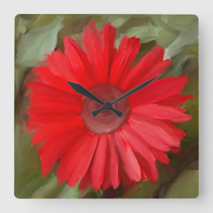 Horloge Carrée Margarita Orange Botanique Cottagecore