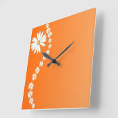 Horloge Carrée Marguerites sur l'horloge murale Carré orange (Angle)