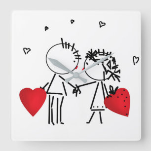 Horloge Carrée Mariage, jour de la Saint-Valentin, amour