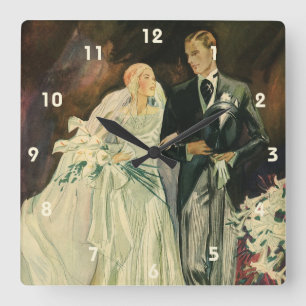 Horloge Carrée Mariée et mariée Mariage Art déco vintage mariée e