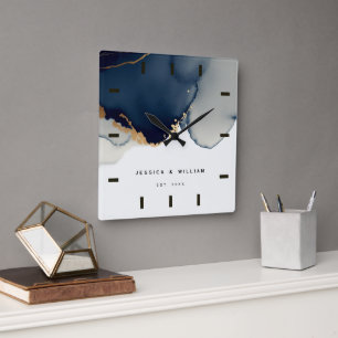 Horloge Carrée Marine Blue Boho Beach Mariage Anniversaire Keepsa