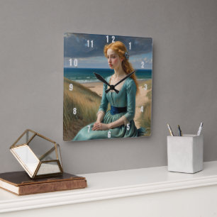 Horloge Carrée “Maris” – Le Voyage d'une Jeune Fille – Un Portrai