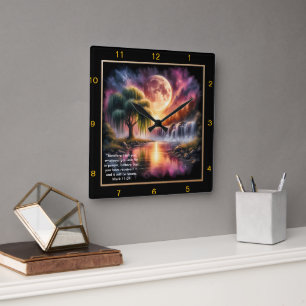 Horloge Carrée Mark 11:24 Expression spirituelle : Cadeau personn
