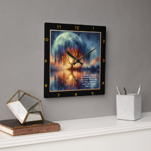 Horloge Carrée Mark 11:24 Heure de prière : Conception chrétienne