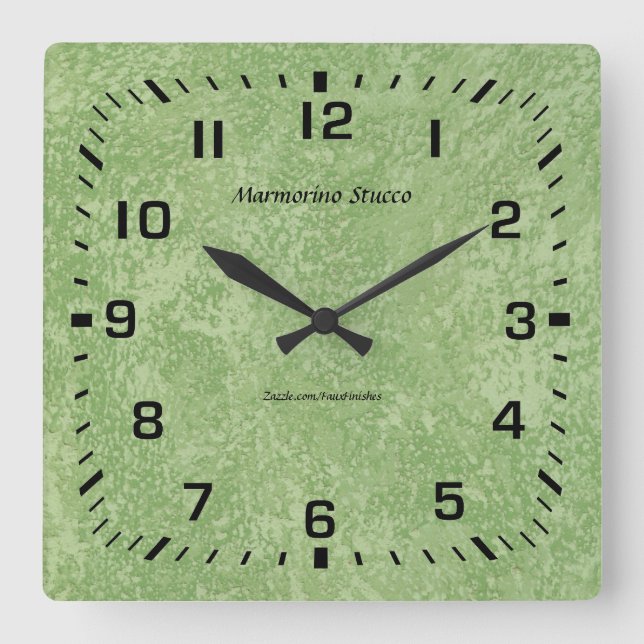 Horloge Carrée Marmorino Stucco Faux Finish (Recto)